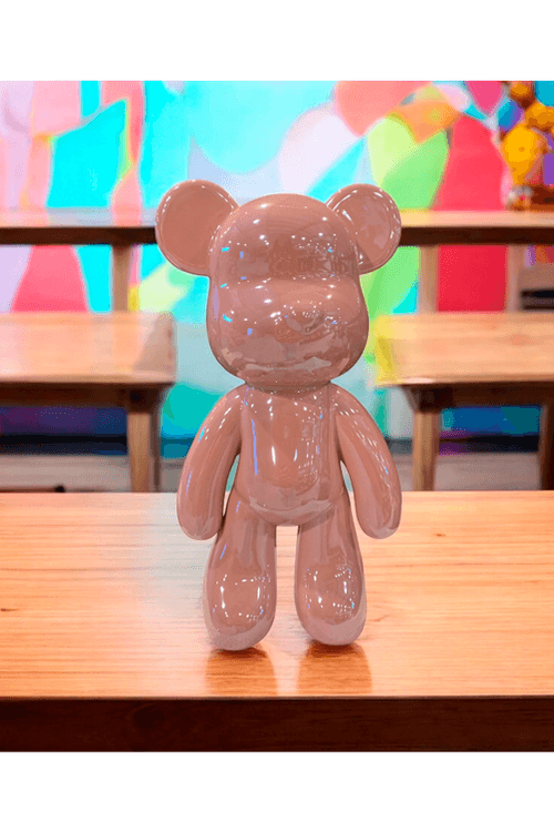 Urso Decorativo de Cerâmica Rosa