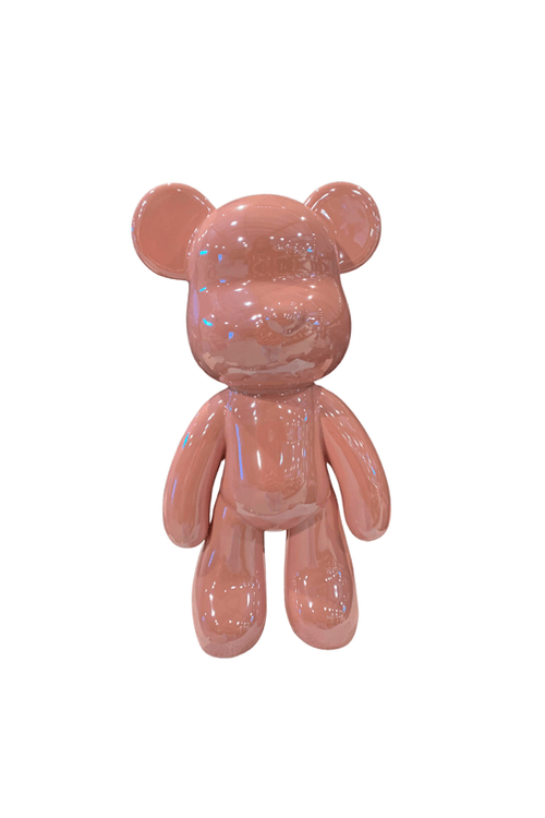 Urso Decorativo de Cerâmica Rosa