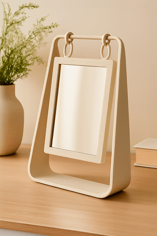 Espelho com Suporte Decorativo Off White