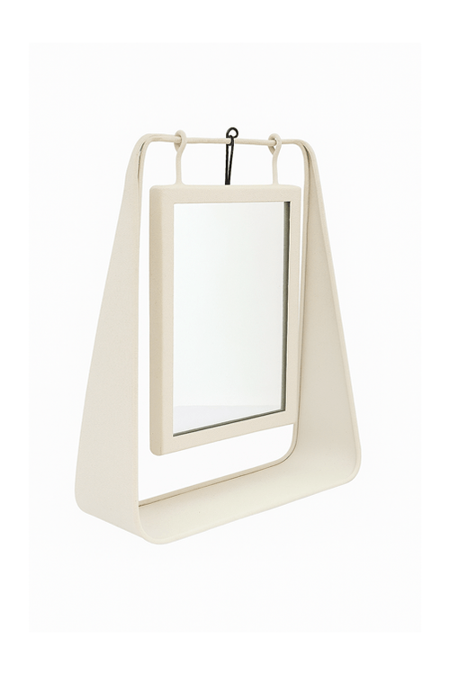 Espelho com Suporte Decorativo Off White