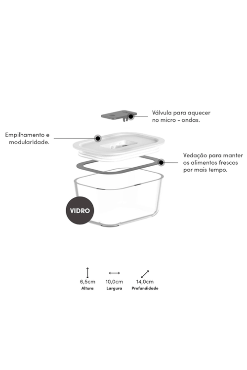 Pote de Vidro Hermético Fresh Lock Branco 370ml