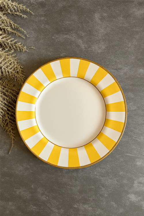 Prato Sobremesa Stripe Amarelo