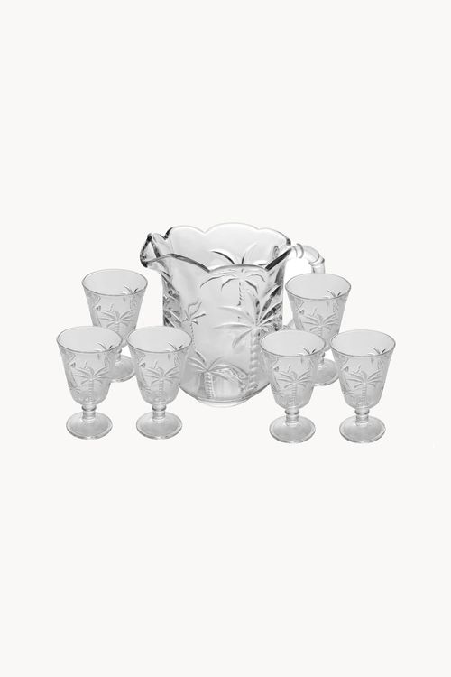 Conjunto de Jarra e Taças em Cristal  7 Peças