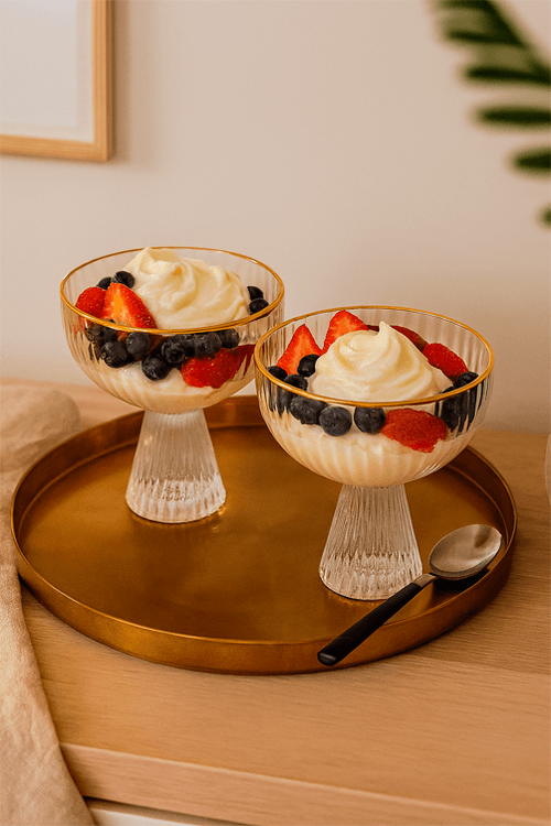 Conjunto de Taça de Sobremesa em Cristal com Filete Dourado 2 Peças 200ML