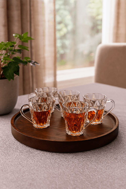 Conjunto de Canecas Diamond em Cristal 6 Peças 180ML