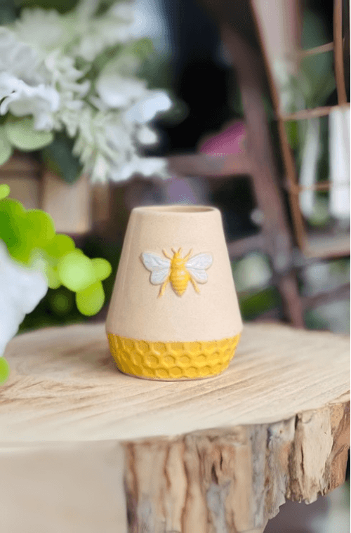 Vaso Honey bee Decorativo em Cerâmica Tamanho P