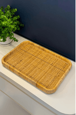 Bandeja Decorativa em Fibra Natural Tamanho M