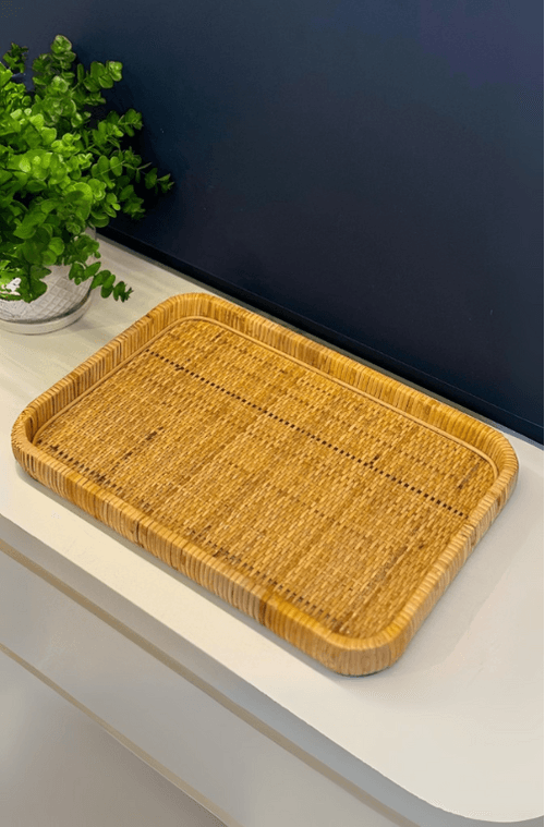 Bandeja Decorativa em Fibra Natural Tamanho M