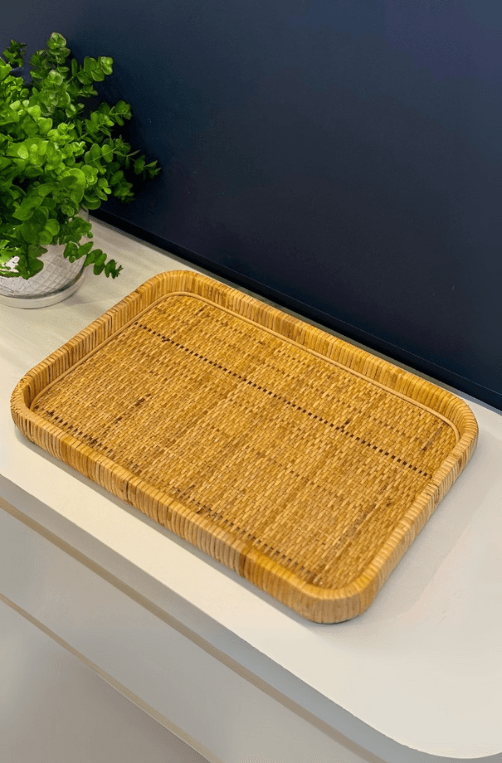 Bandeja Decorativa em Fibra Natural Tamanho M
