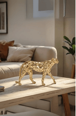 escultura leopardo dourado -1-