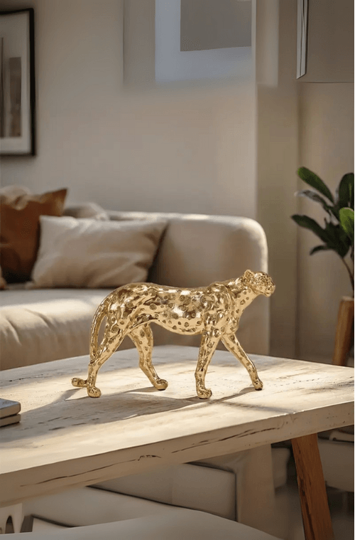 Escultura Leopardo Dourado