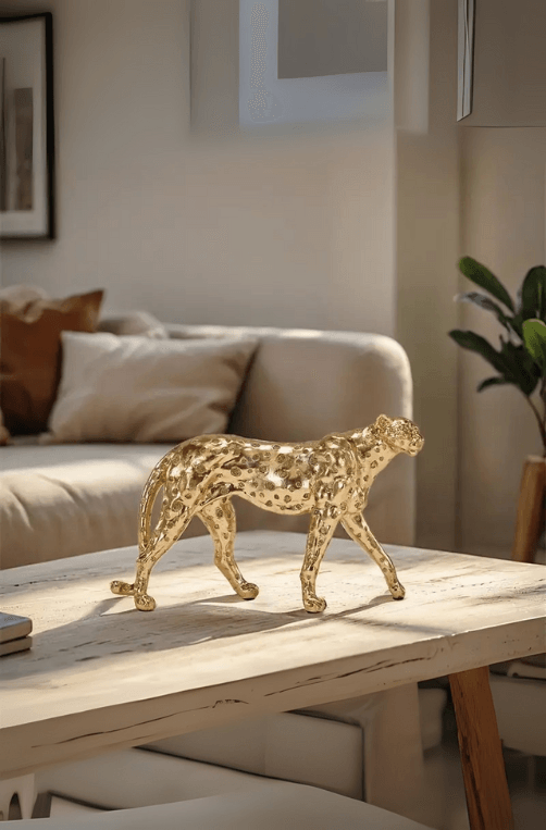 escultura leopardo dourado -1-