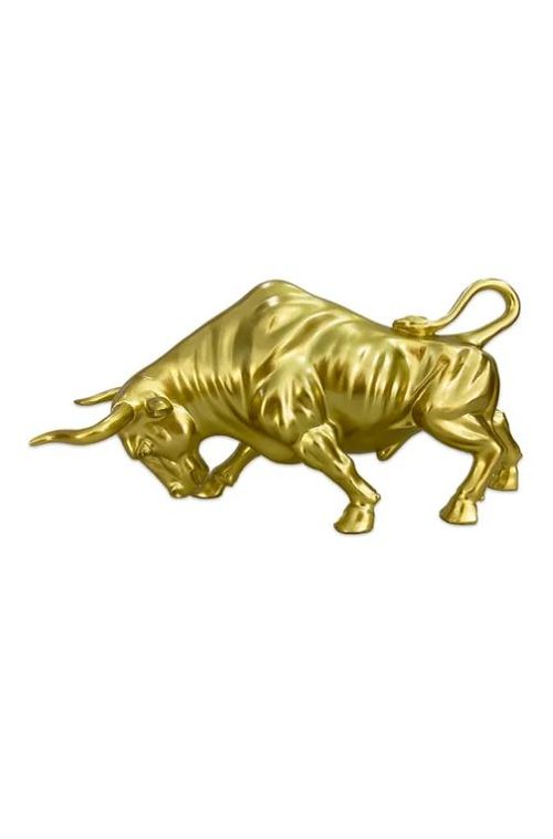 Escultura Decorativa Touro Dourado
