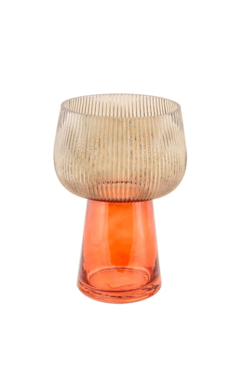 Vaso de Vidro Canelado Multicor