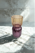 Vaso de Vidro Ondulado Multicor Roxo