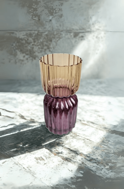 Vaso de Vidro Ondulado Multicor Roxo