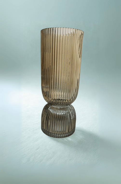 Vaso de Vidro Canelado Alto Bicolor
