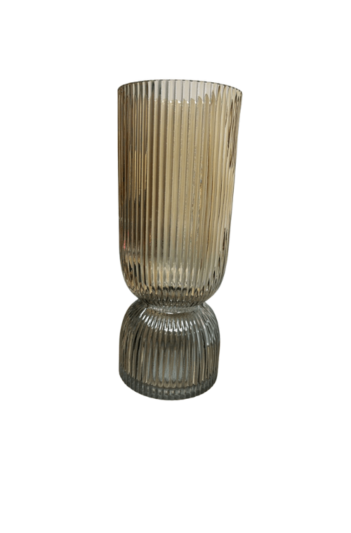 Vaso de Vidro Canelado Alto Bicolor