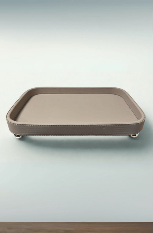 Bandeja Decorativa Revestida de Couro Mousse