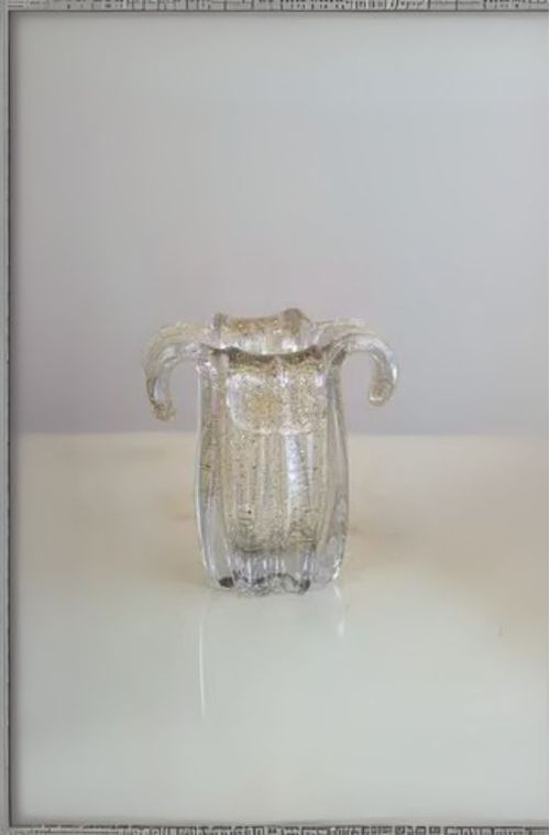 Vaso Murano Pétala Cristal com Dourado