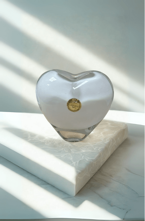 Decoração Coração Quartzo Murano Branco