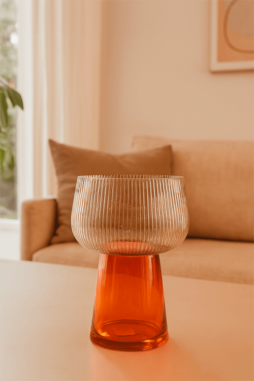 Vaso de Vidro Canelado Multicor