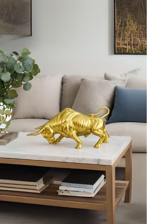 Escultura Decorativa Touro Dourado