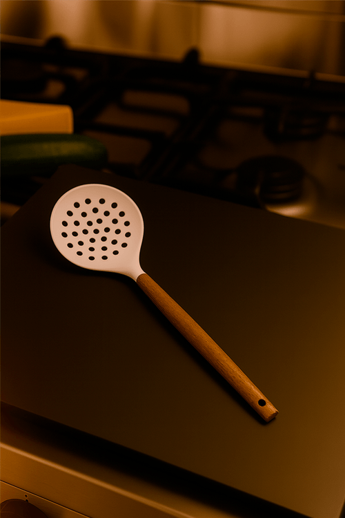 Escumadeira Pratic Chef em Silicone com Cabo em Madeira
