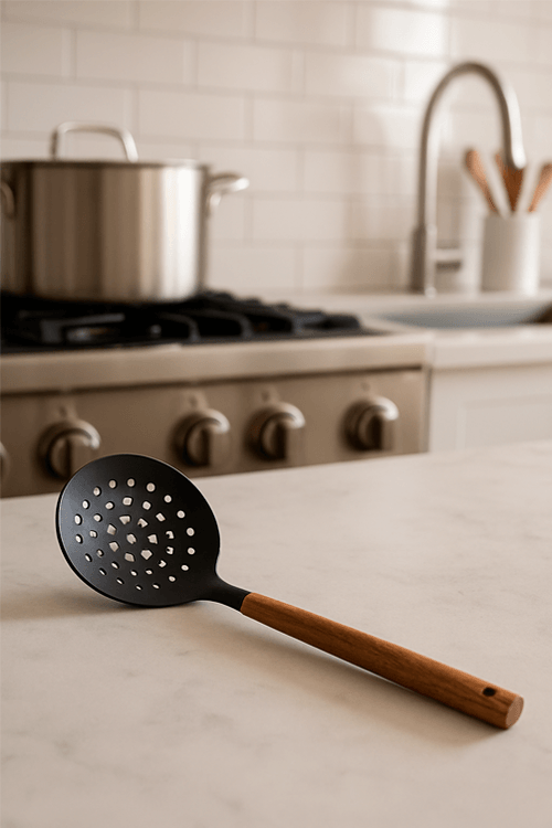Escumadeira Pratic Chef em Silicone com Cabo em Madeira