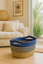 Cesto Decorativo em Fibra Natural com Alca Tamanho M
