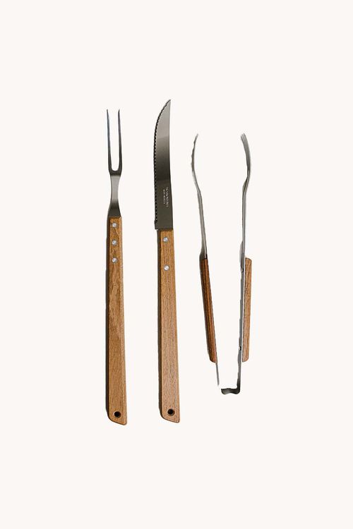 Conjunto de Churrasco em Aço Inox 3 Peças