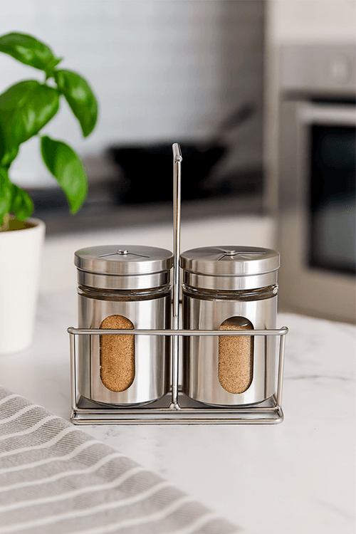 Porta Condimentos em Aço Inox 3 Peças