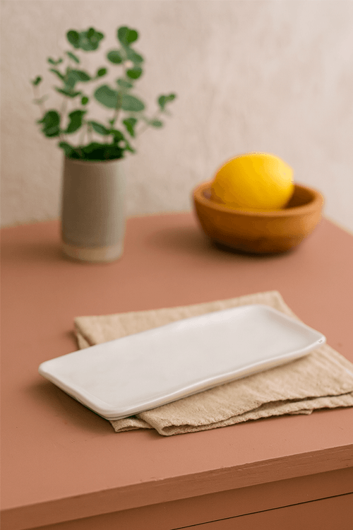Travessa Retangular Orgânico New White em Stoneware