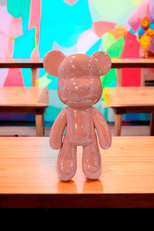 Urso Decorativo de Cerâmica Rosa
