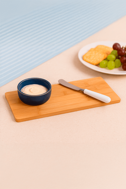 Conjunto Petisqueira em Ceramica com Bandeja de Bambu 3 Pecas
