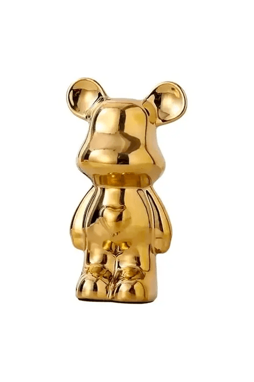 Urso Decorativo de Cerâmica Dourado