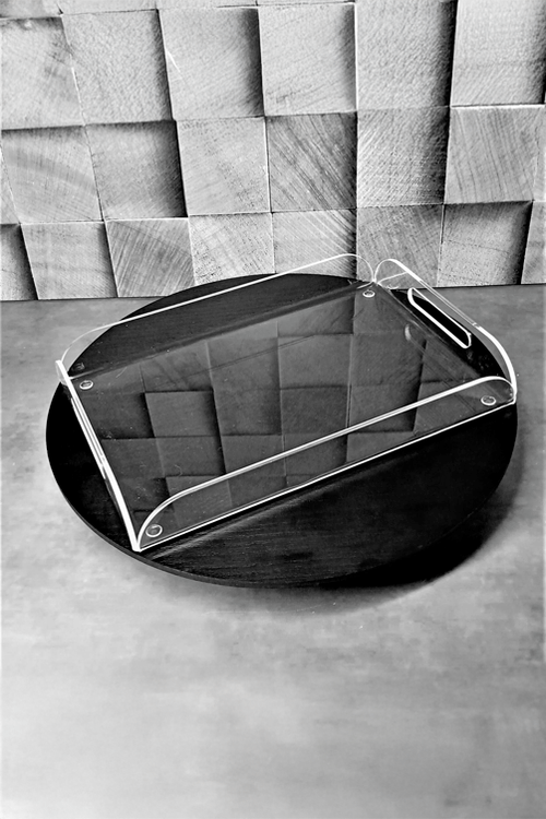 Bandeja com Alça Cristal 36x29x5cm