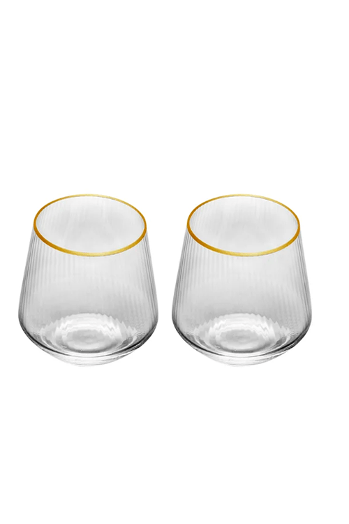 Conjunto de 2 Copos Vidro com Fio de Ouro Lines 330ml