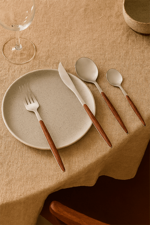 Conjunto de Faqueiro Organic Aço Inox Prata 24 Peças