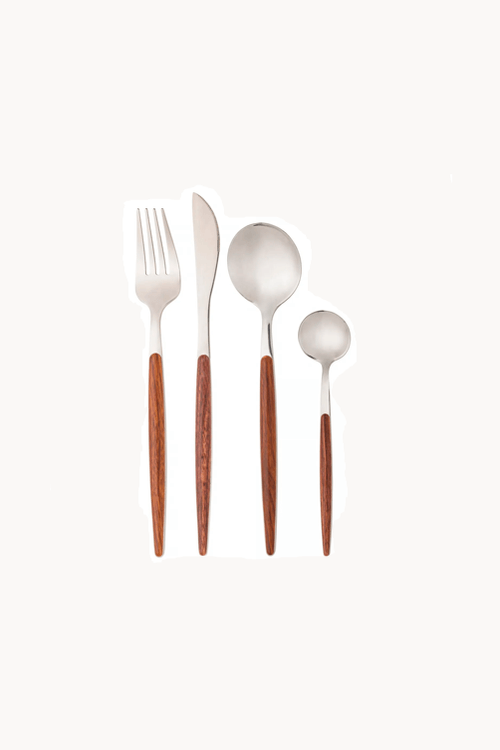 Conjunto de Faqueiro Organic Aço Inox Prata 24 Peças