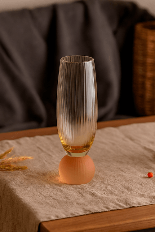 Taça de Champanhe Amarela com Base Laranja Fosca 210ml