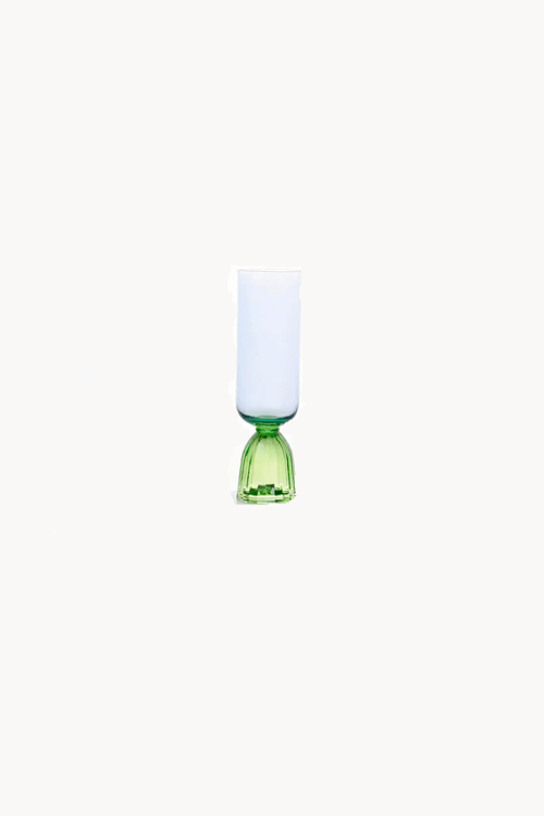 Taça para Champanhe Vidro Base Arqueada Azul e Verde 270ml