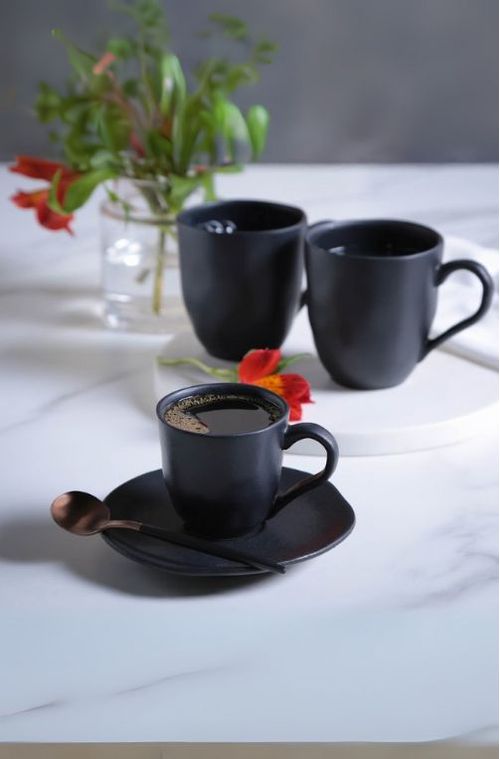 Xícara Café Orgânico Preto Matte em Stoneware 75ml