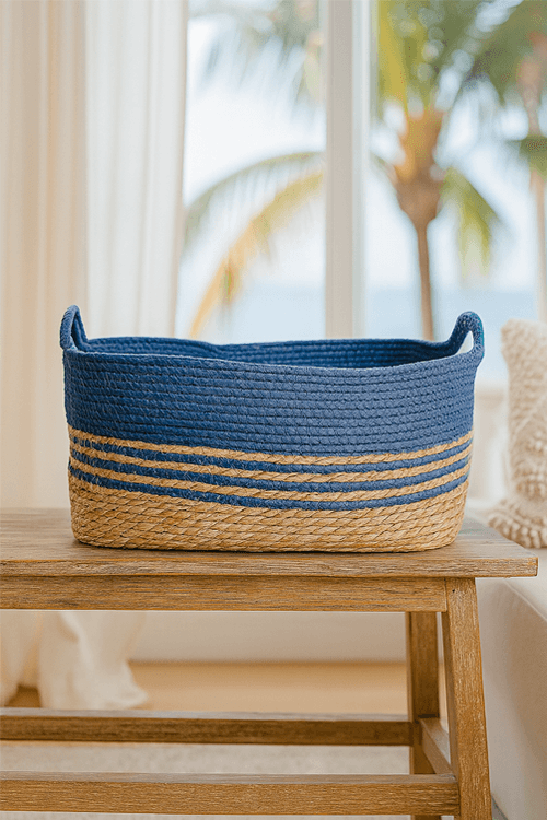 Cesto Decorativo em Fibra Natural com Alça Tamanho G