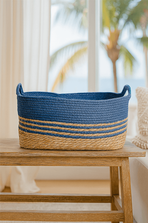 Cesto Decorativo em Fibra Natural com Alca Tamanho G
