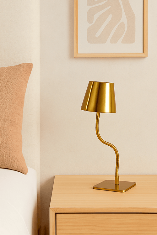 Abajur Dourado com Led em Aço Inox