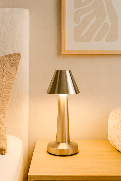 Abajur Prata com Led em Aço Inox