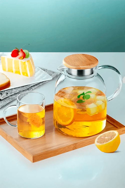 Jarra em Vidro Borossilicato com Tampa Bambu Twinkle 1,8l