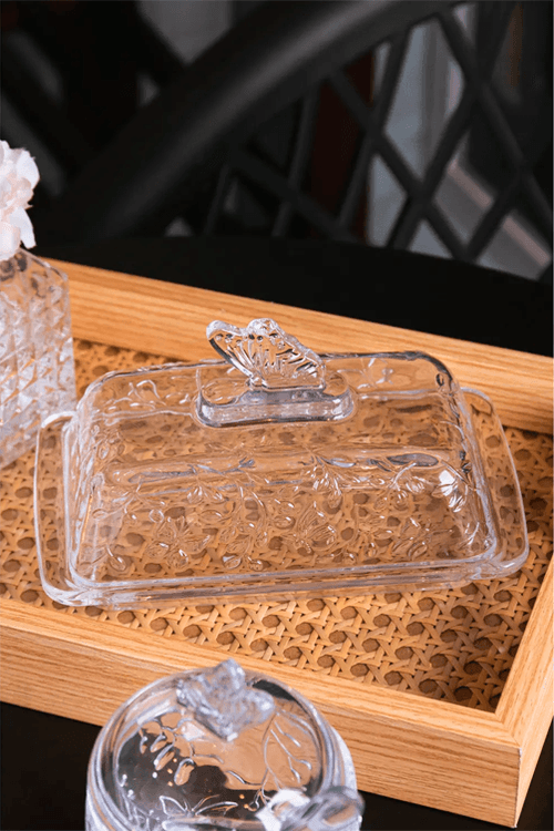 Manteigueira com Tampa New Butterfly de Cristal Ecológico