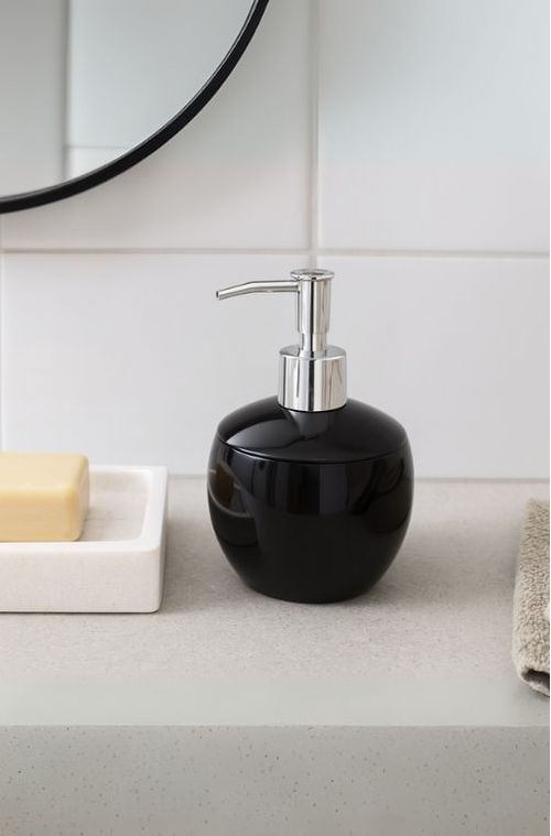 Porta Sabonete Líquido Preto de Marmore 300ml